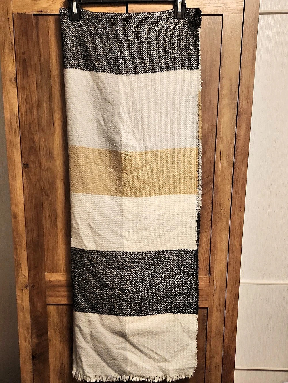 Anthropologie Color-block Acrylic Wrap, Scarf, Lap Blanket Or Throw Blanket